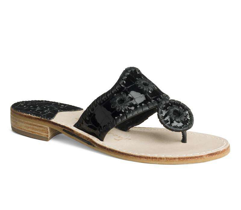 Newport Croc Jack Sandal in Black by Jack Rogers - Country Club Prep