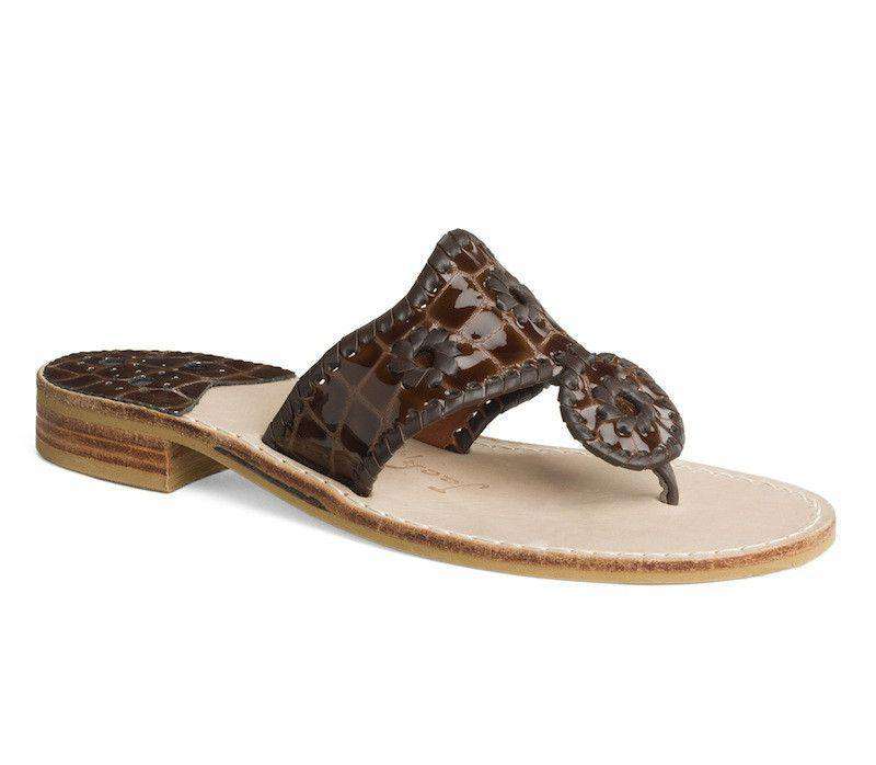 Newport Croc Jack Sandal in Brown by Jack Rogers - Country Club Prep