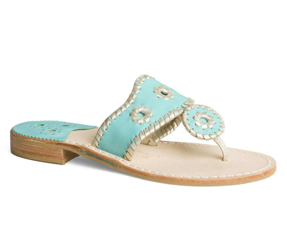 Palm Beach Jack Sandal in Caribbean Blue and Platinum by Jack Rogers - Country Club Prep