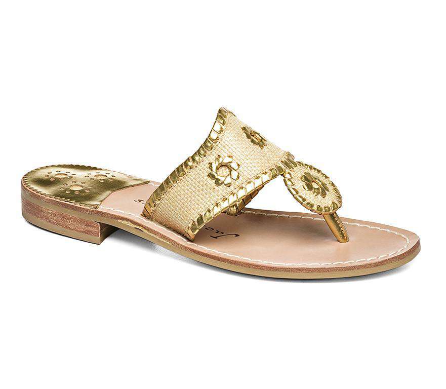 Raffia Sandal in Gold by Jack Rogers - Country Club Prep
