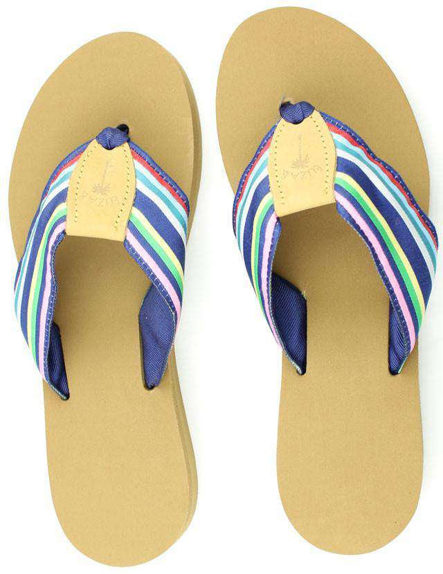 Ribbon Sandal in Navy Stripes by Eliza B. - Country Club Prep