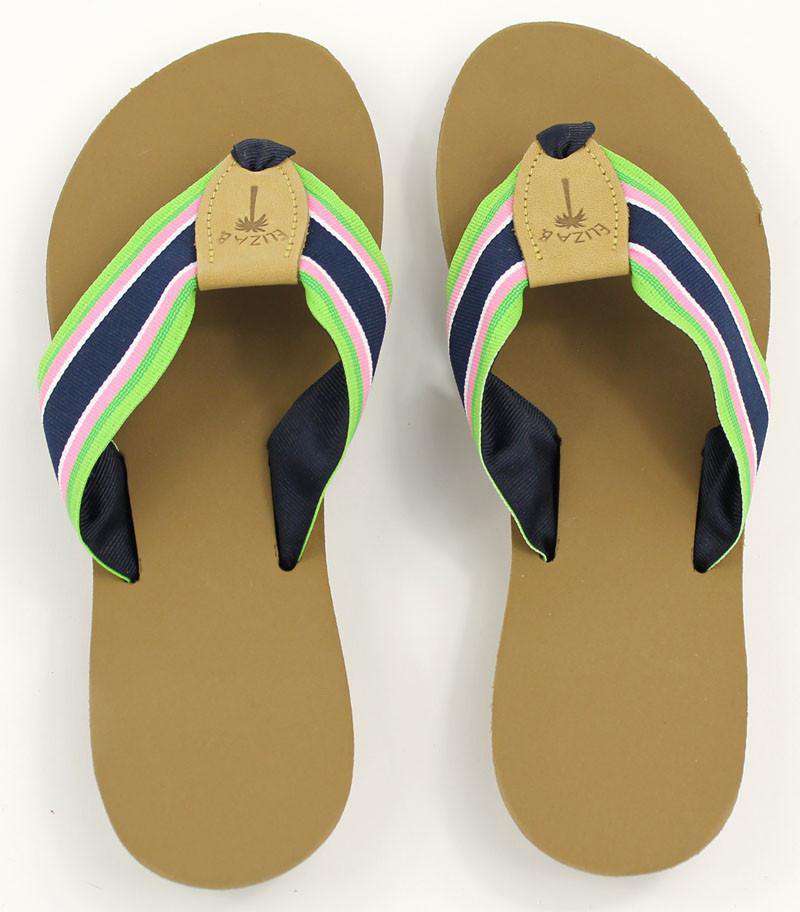 Ribbon Sandal in New Navy Stripe by Eliza B. - Country Club Prep