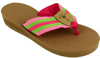 Ribbon Sandal in Pink and Green Stripe by Eliza B. - Country Club Prep