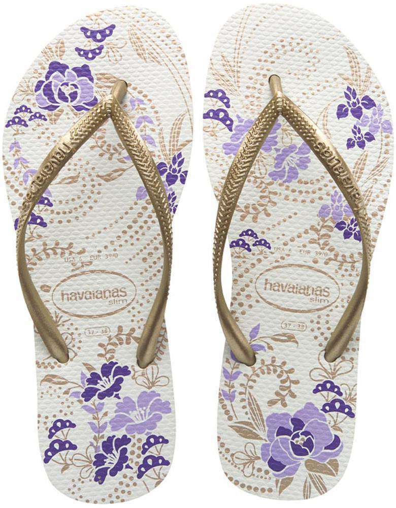 Slim Season Sandals in White/Light Golden by Havaianas - Country Club Prep