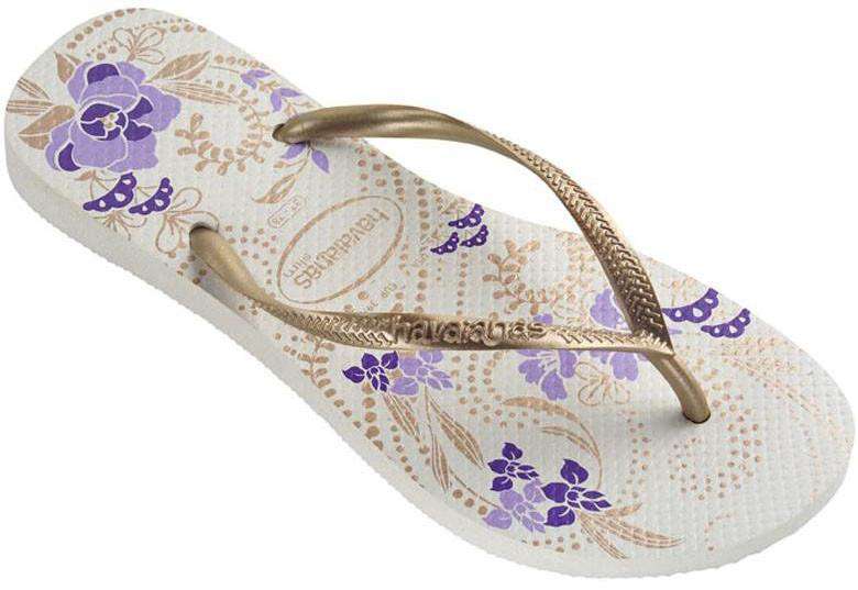 Slim Season Sandals in White/Light Golden by Havaianas - Country Club Prep