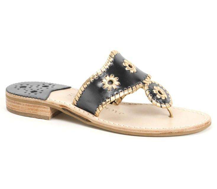 Sorority Color Jack Sandal in Black & Matte Gold by Jack Rogers - Country Club Prep