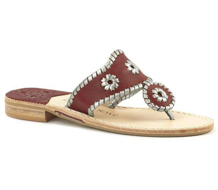 Sorority Color Jack Sandal in Garnet & Matte Silver by Jack Rogers - Country Club Prep