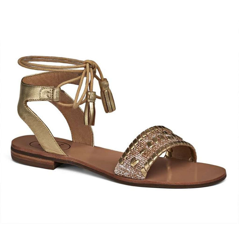Tate Raffia Sandal in Natural and Gold by Jack Rogers - Country Club Prep