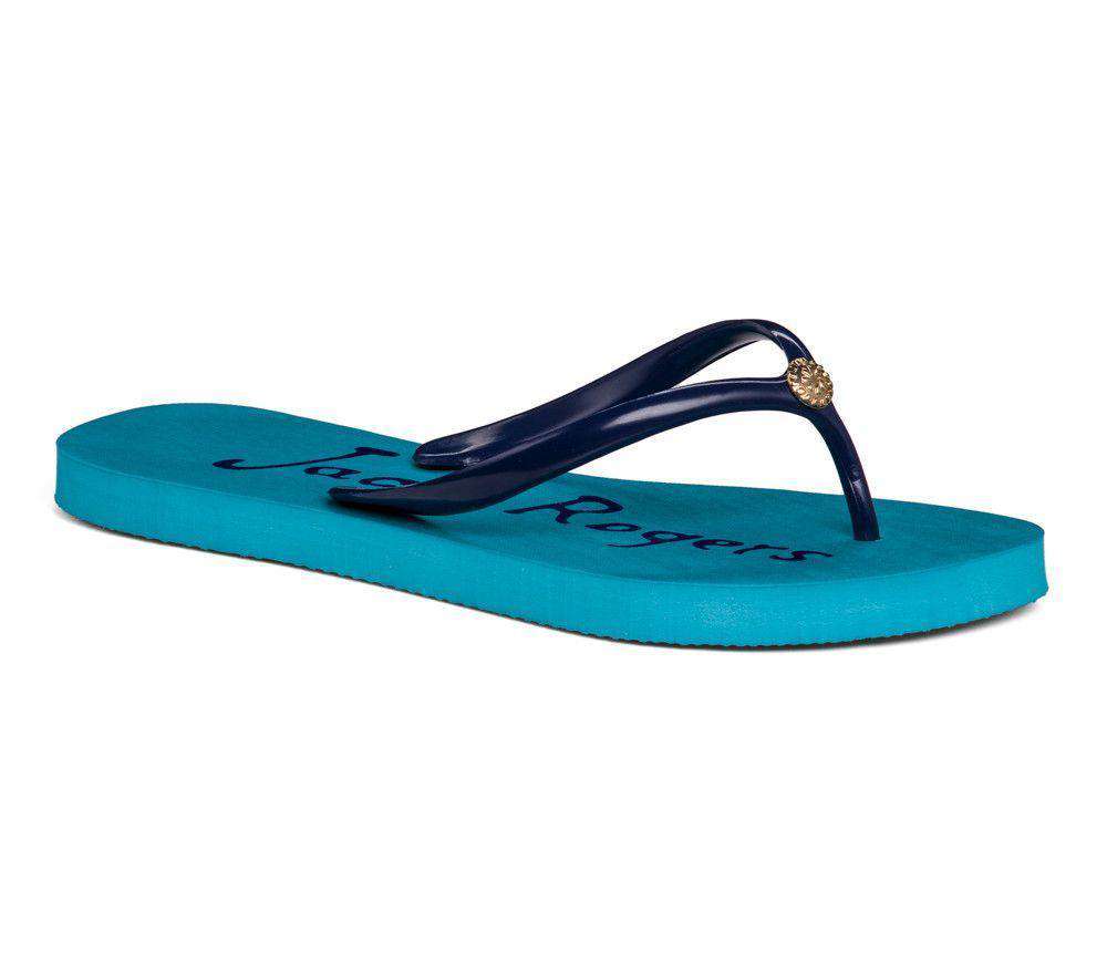 Women's Tessa Flip Flop Sandal in Caribbean Blue and Midnight by Jack Rogers - Country Club Prep