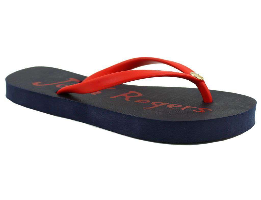 Women's Tessa Flip Flop Sandal in Midnight and Red by Jack Rogers - Country Club Prep