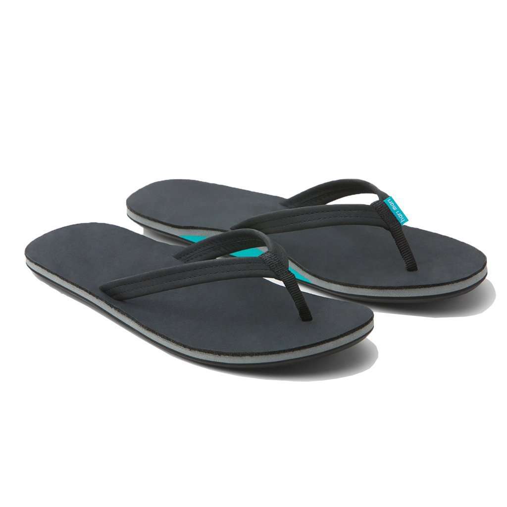 Women's Fields Flip Flop in Black & Sea Foam by Hari Mari - Country Club Prep