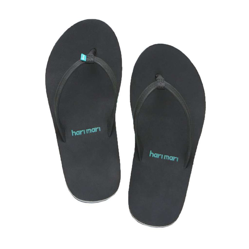 Women's Fields Flip Flop in Black & Sea Foam by Hari Mari - Country Club Prep