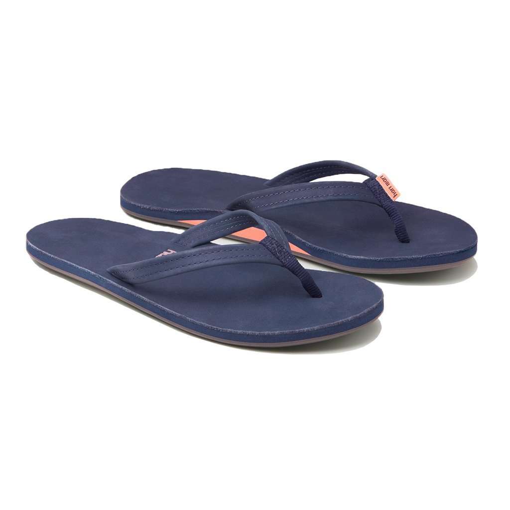 Women's Fields Flip Flop in Navy, Peach & Gray by Hari Mari - Country Club Prep