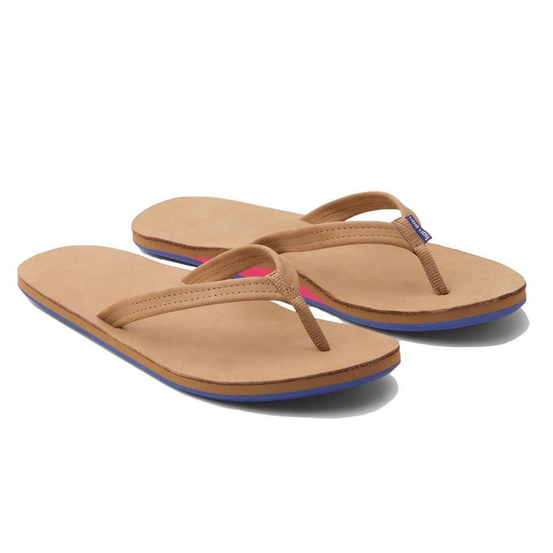 Women's Fields Flip Flop in Tan, Pink & Blue by Hari Mari - Country Club Prep