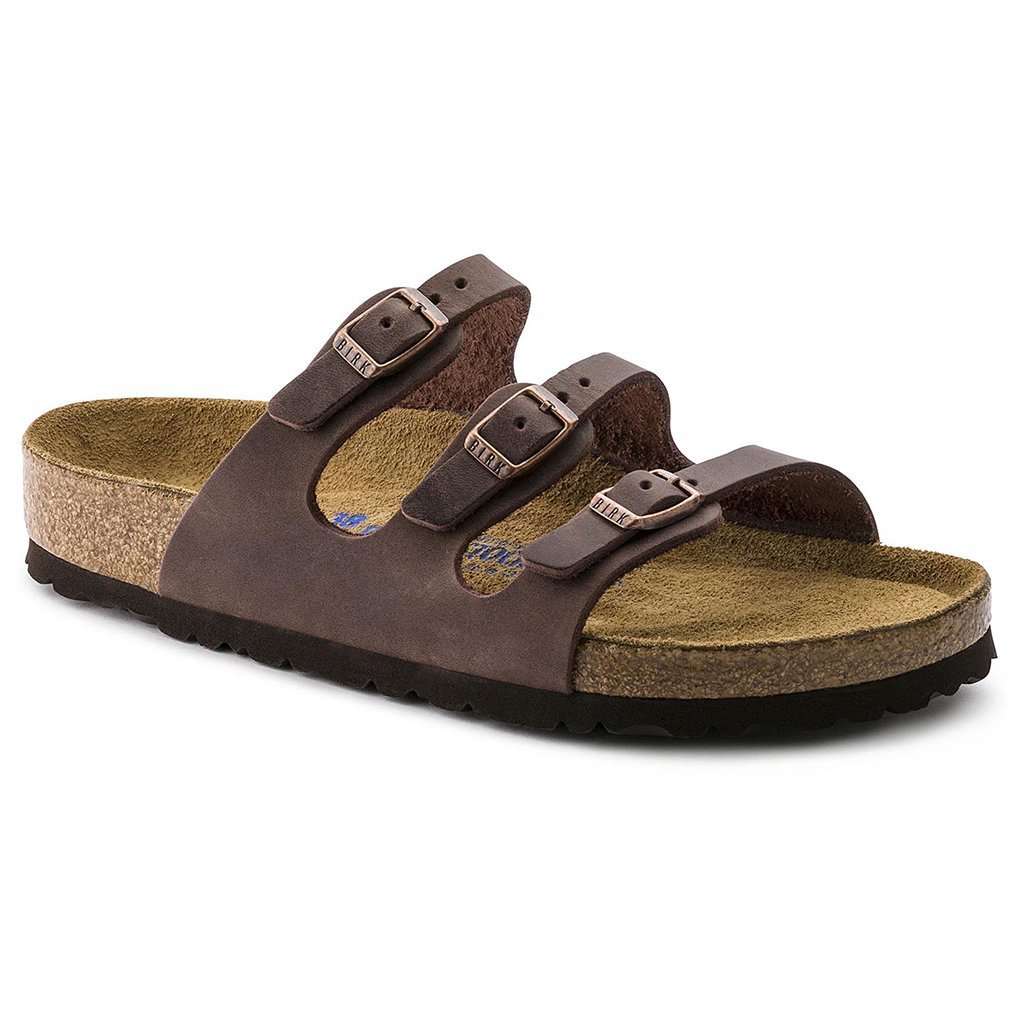 Women's Florida Oiled Leather Sandal in Habana with Soft Footbed by Birkenstock - Country Club Prep