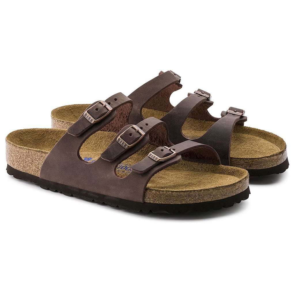 Women's Florida Oiled Leather Sandal in Habana with Soft Footbed by Birkenstock - Country Club Prep