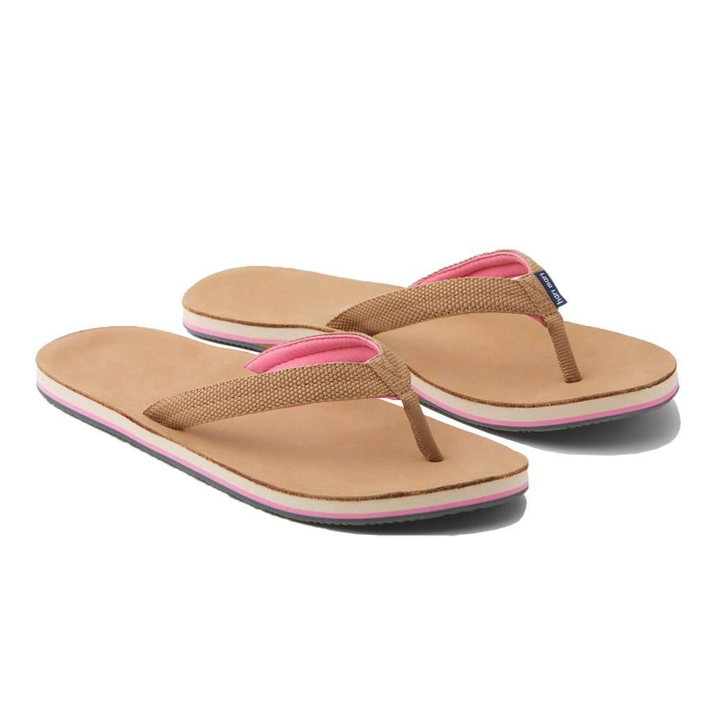 Women's Scouts Flip Flop in Tan & Shell Pink by Hari Mari - Country Club Prep