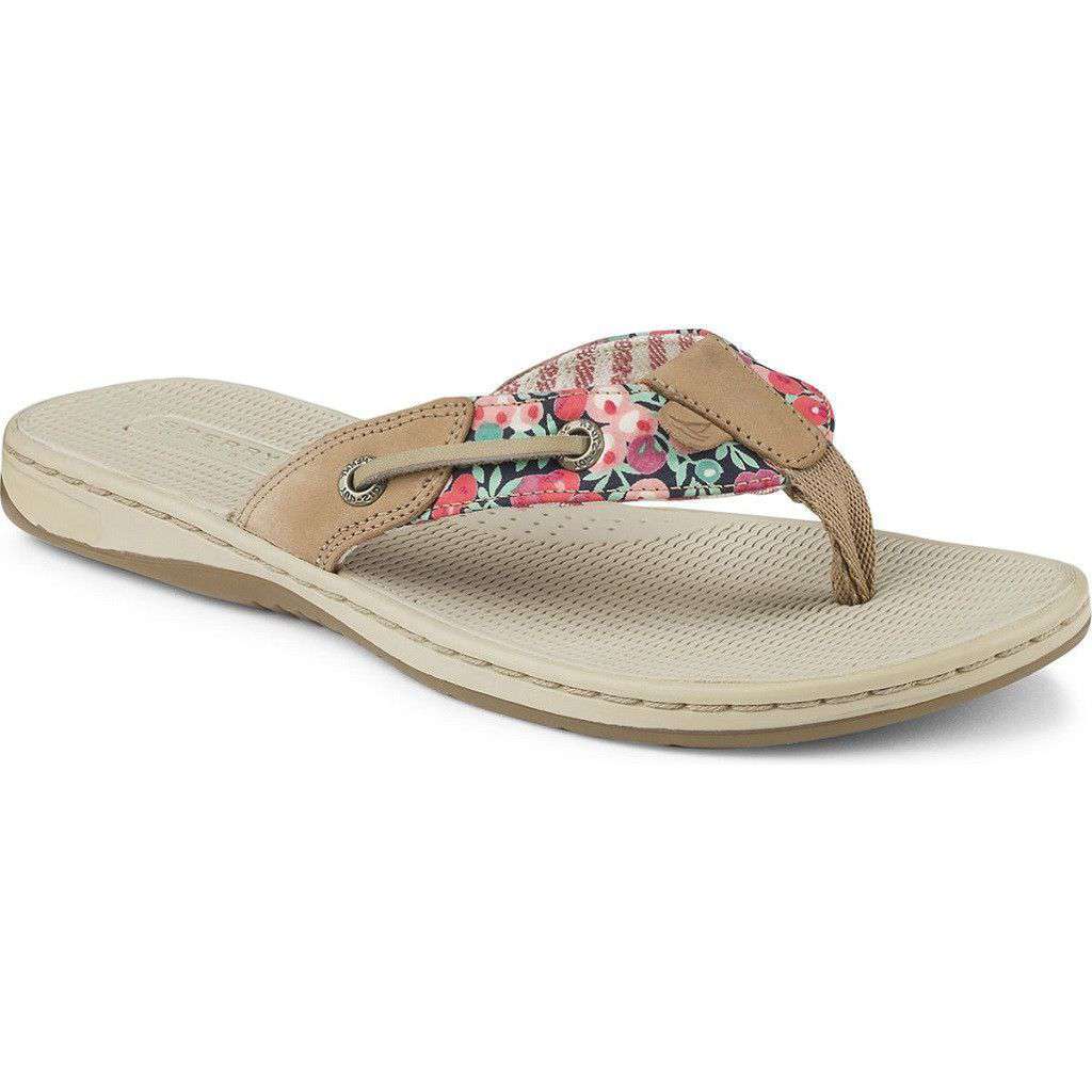 Women's Seafish Liberty Print Sandal in Linen & Washed Red by Sperry - Country Club Prep