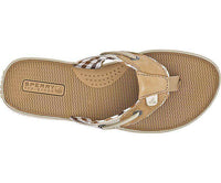 Women's Seafish Thong Sandal in Linen & Oat Leather by Sperry - Country Club Prep