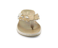 Women's Seafish Thong Sandal in Linen & Oat Leather by Sperry - Country Club Prep
