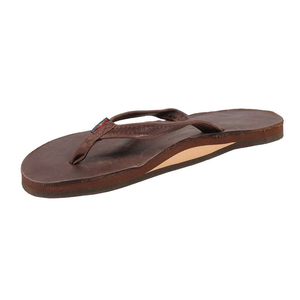 Women's Thin Strap Classic Leather Single Layer Arch Sandal in Mocha by Rainbow Sandals - Country Club Prep