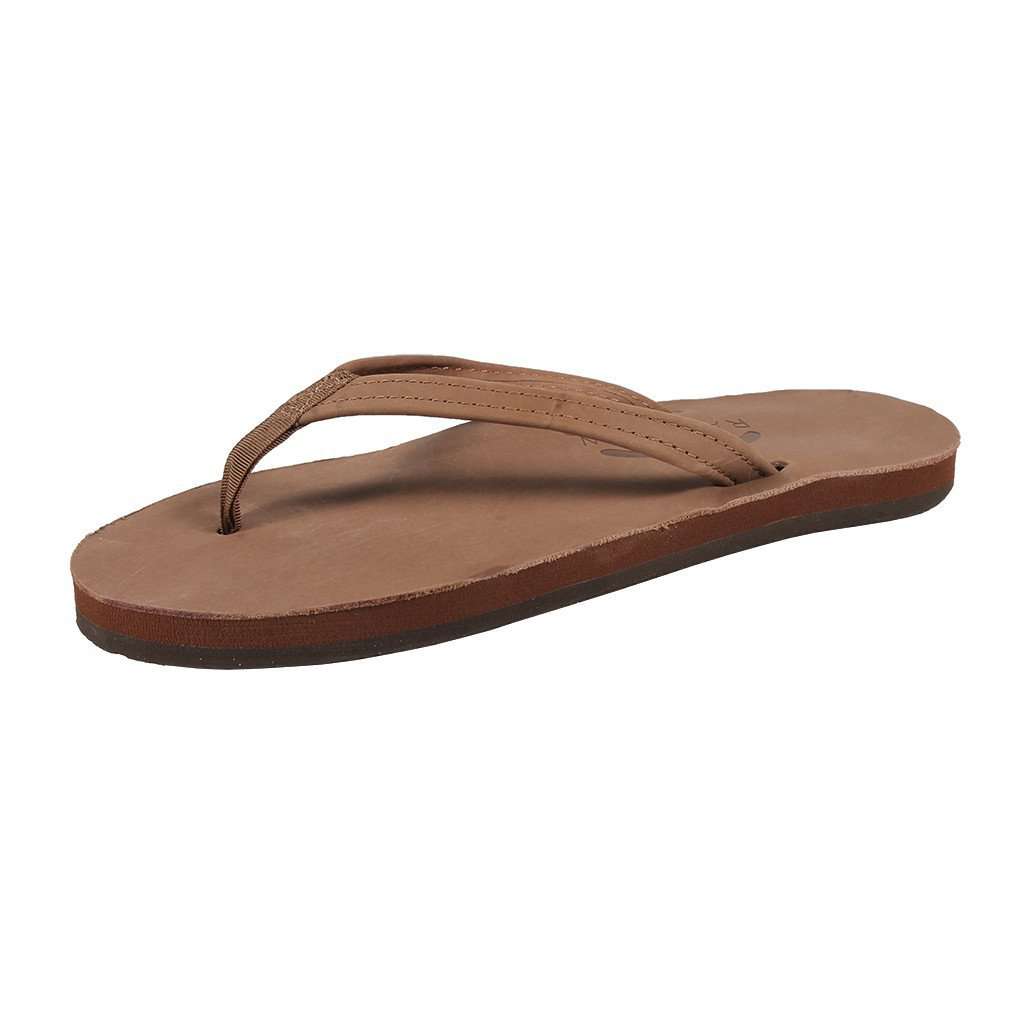 Women's Thin Strap Premier Leather Single Layer Arch Sandal in Dark Brown by Rainbow Sandals - Country Club Prep