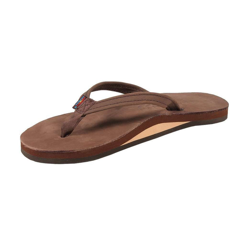 Women's Thin Strap Premier Leather Single Layer Arch Sandal in Expresso by Rainbow Sandals - Country Club Prep