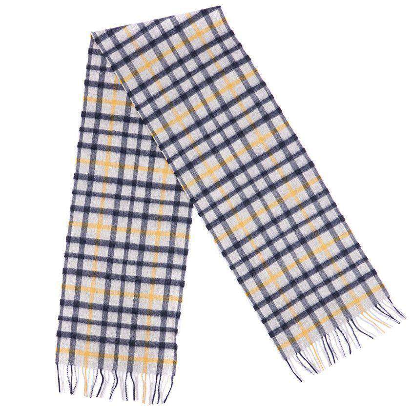 Bolt Tattersall Scarf in Grey/Navy/Yellow by Barbour - Country Club Prep