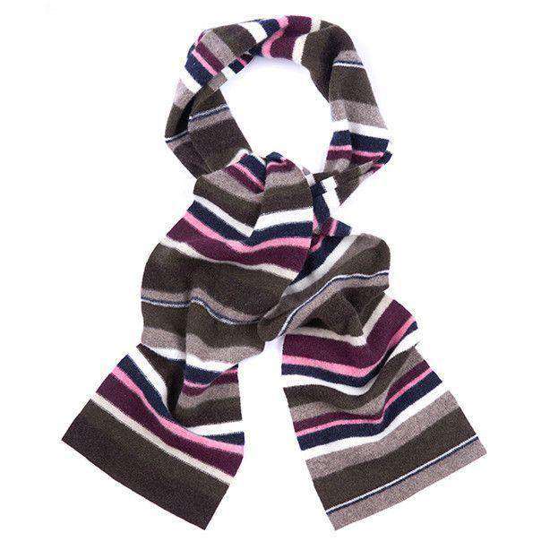 Briggs Striped Scarf in Olive and Pink by Barbour - Country Club Prep