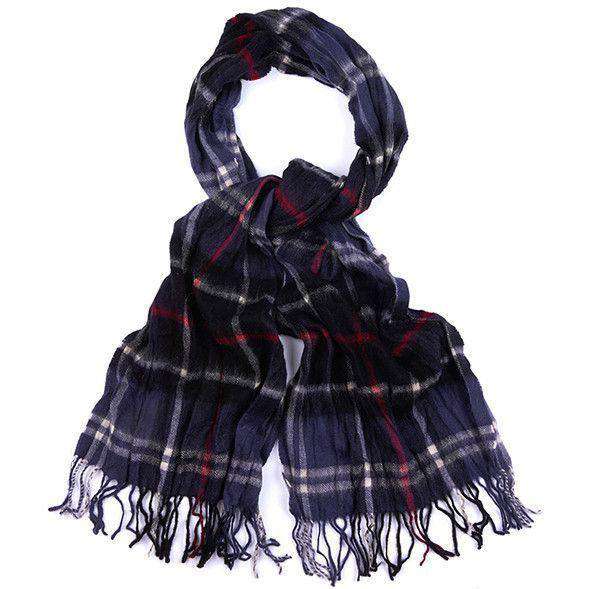 Colton Tartan Scarf in Navy and Red by Barbour - Country Club Prep