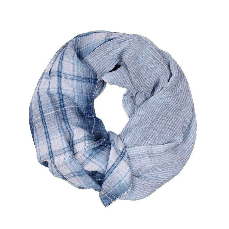 Double Weave Plaid Scarf in Chambray by True Grit (Dylan) - Country Club Prep
