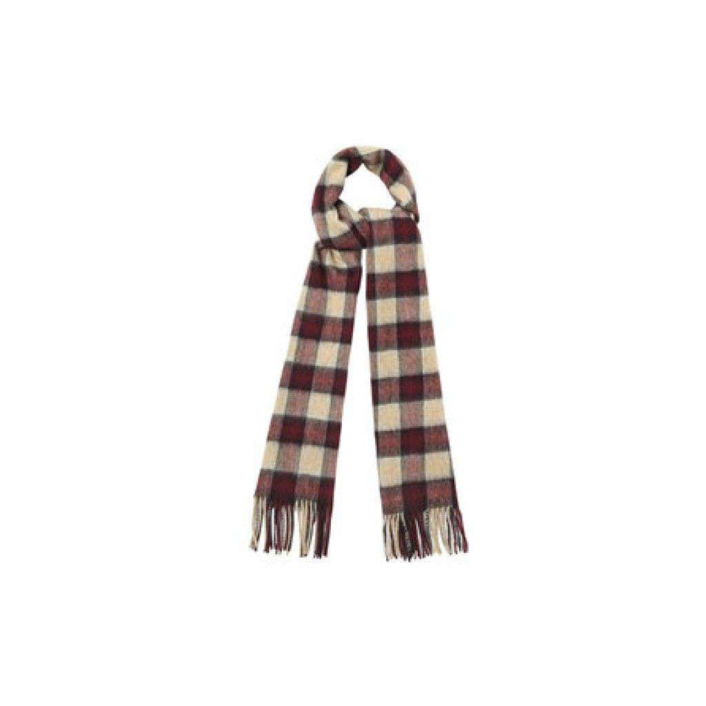 Gowan Check Scarf in Bordeaux and Stone by Barbour - Country Club Prep