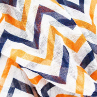 Multi Loop Scarf in White, Orange, and Blue Chevron by Scarf 4 You - Country Club Prep