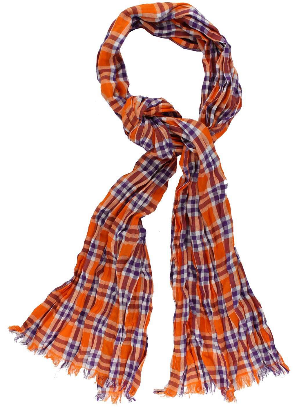 Scarf in Purple and Orange Madras by Olde School Brand - Country Club Prep