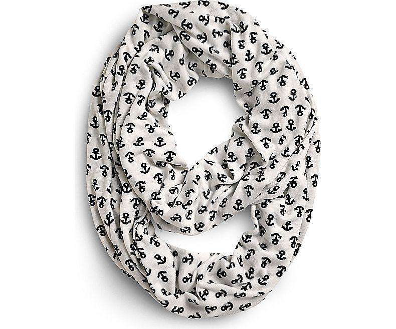 Women's Anchor Infinity Scarf in White by Sperry - Country Club Prep