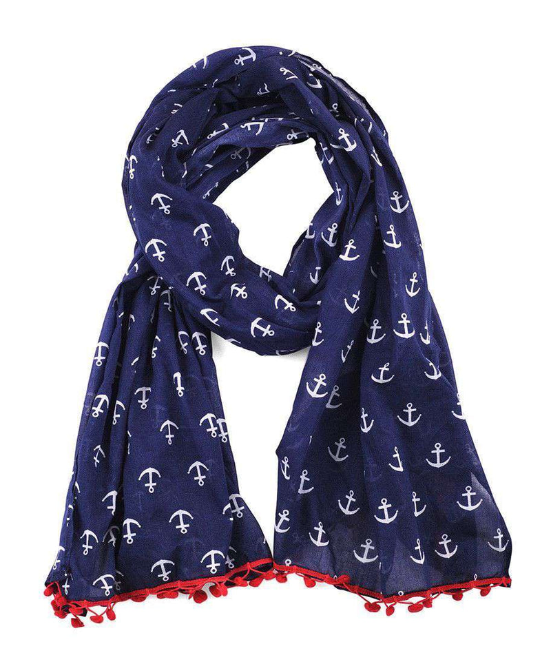 Women's Anchor Scarf in Blue by Malabar Bay - Country Club Prep