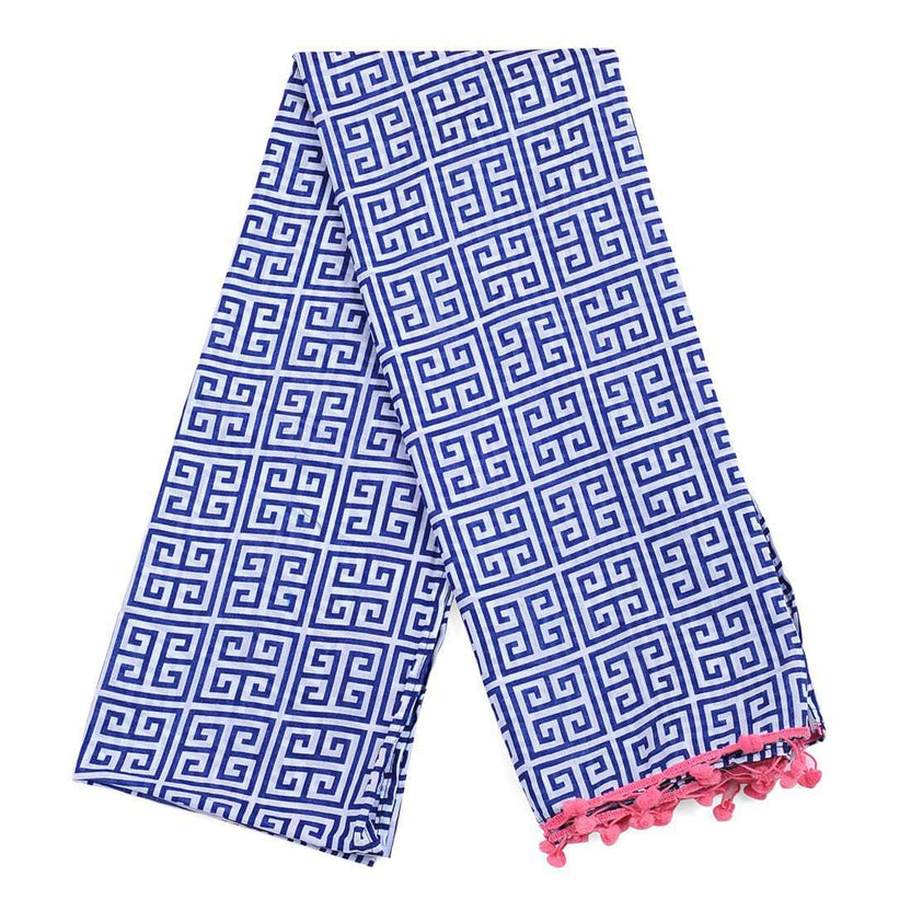 Malabar Bay Women's Greek Key Scarf in Navy Country Club Prep