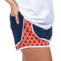 Alabama Auburn Jersey Shorties in Navy/Orange by Lauren James - Country Club Prep