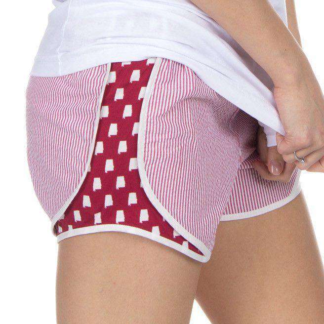 Alabama Seersucker Shorties in Crimson by Lauren James - Country Club Prep