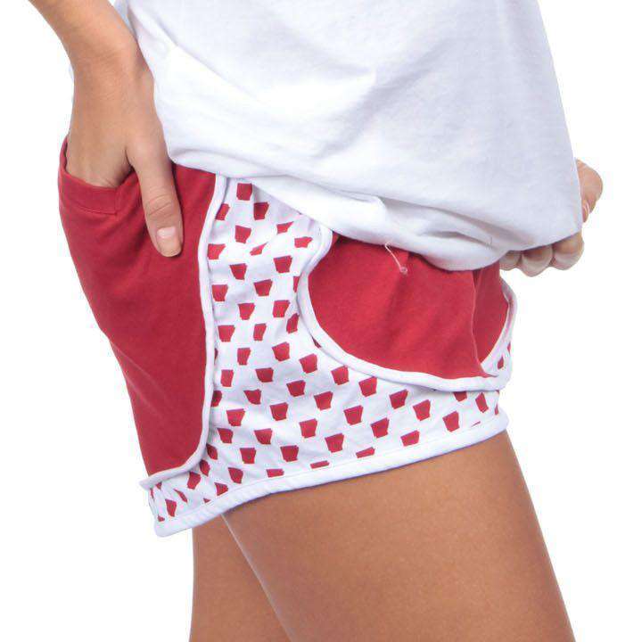 Arkansas Jersey Shorties in Red by Lauren James - Country Club Prep