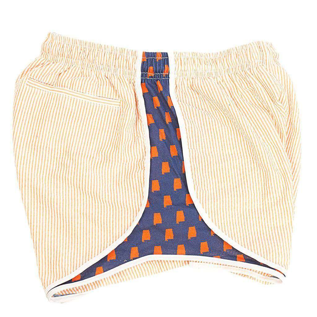 Auburn Seersucker Shorties in Orange/Navy by Lauren James - Country Club Prep