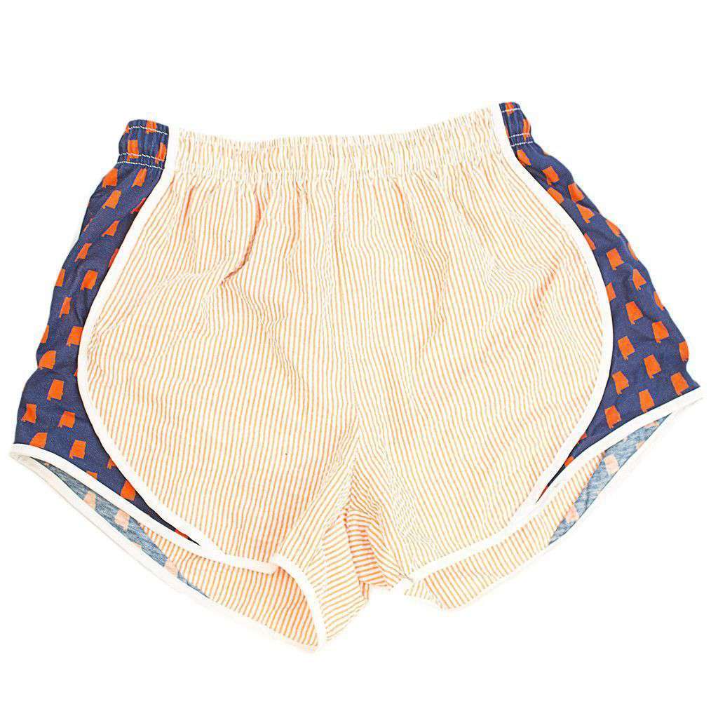 Auburn Seersucker Shorties in Orange/Navy by Lauren James - Country Club Prep