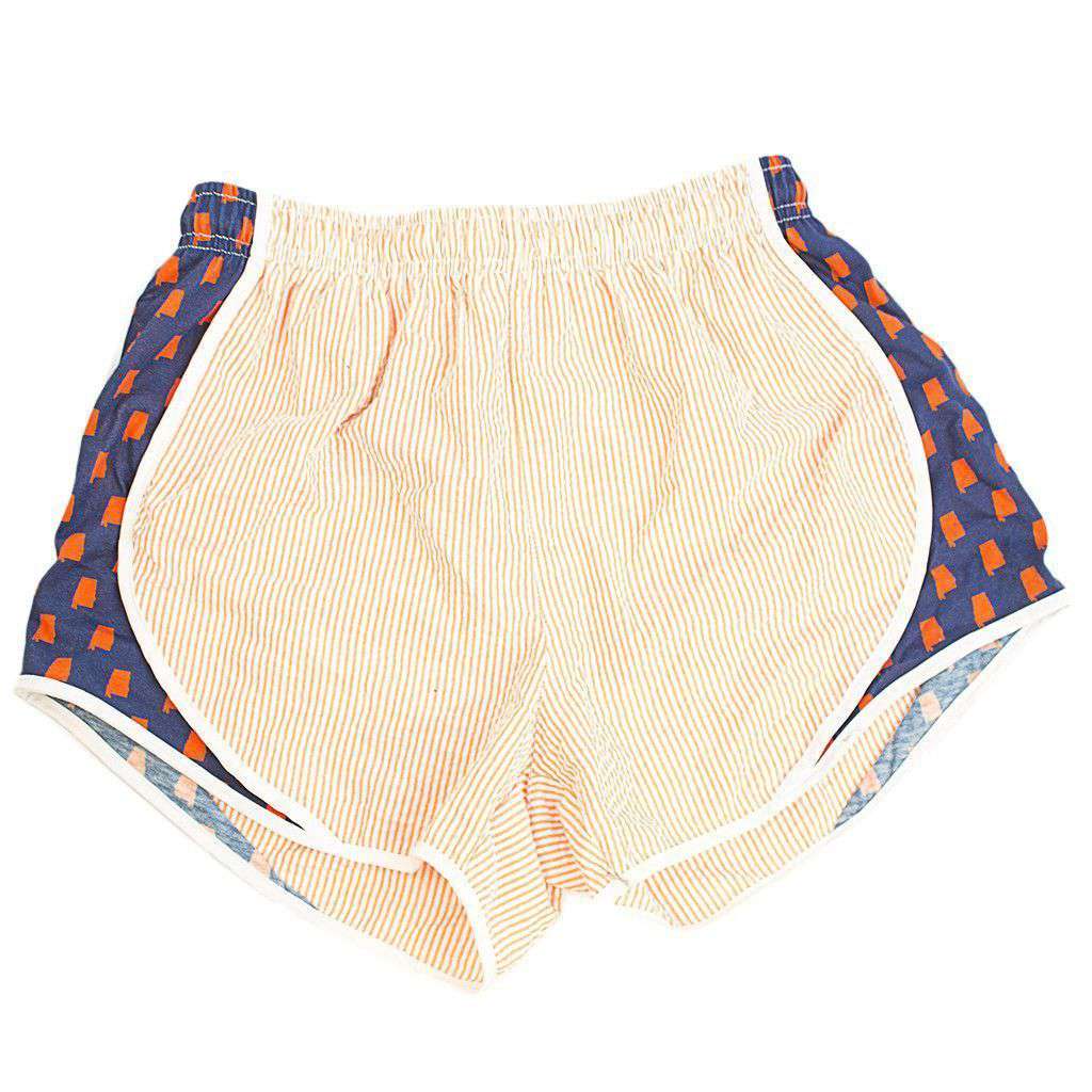 Auburn Seersucker Shorties in Orange/Navy by Lauren James - Country Club Prep