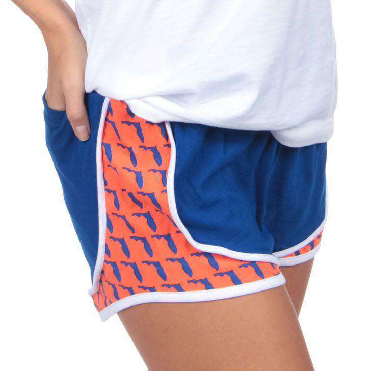 Florida Jersey Shorties in Royal/Orange by Lauren James - Country Club Prep