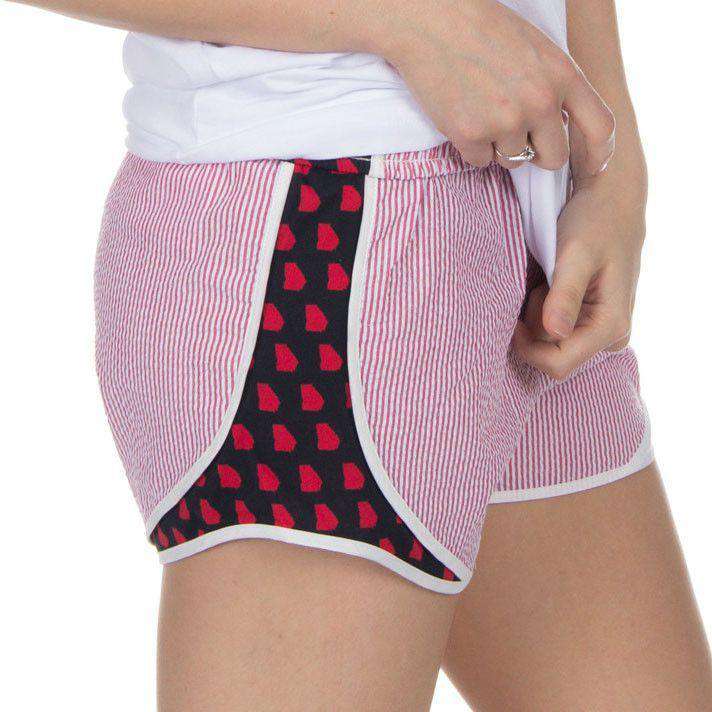 Georgia Seersucker Shorties in Red/Black by Lauren James - Country Club Prep