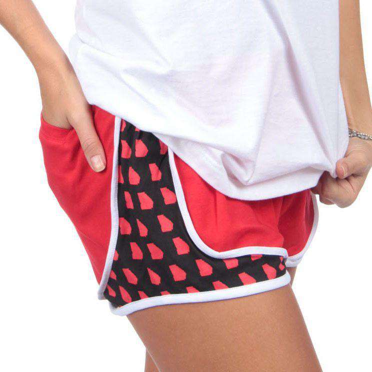 Georiga Jersey Shorties in Red/Black by Lauren James - Country Club Prep