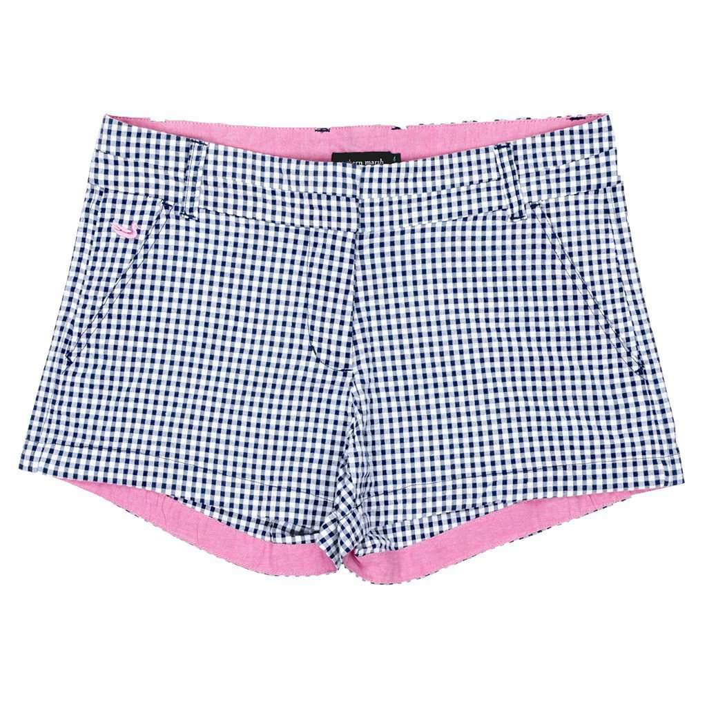 Gingham Brighton Short in Navy by Southern Marsh - Country Club Prep