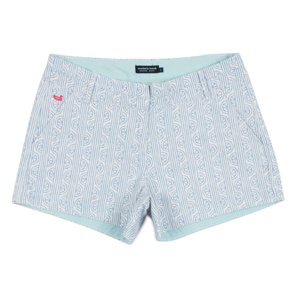 Limes of Latitude Brighton Shorts in White & Lilac by Southern Marsh - Country Club Prep