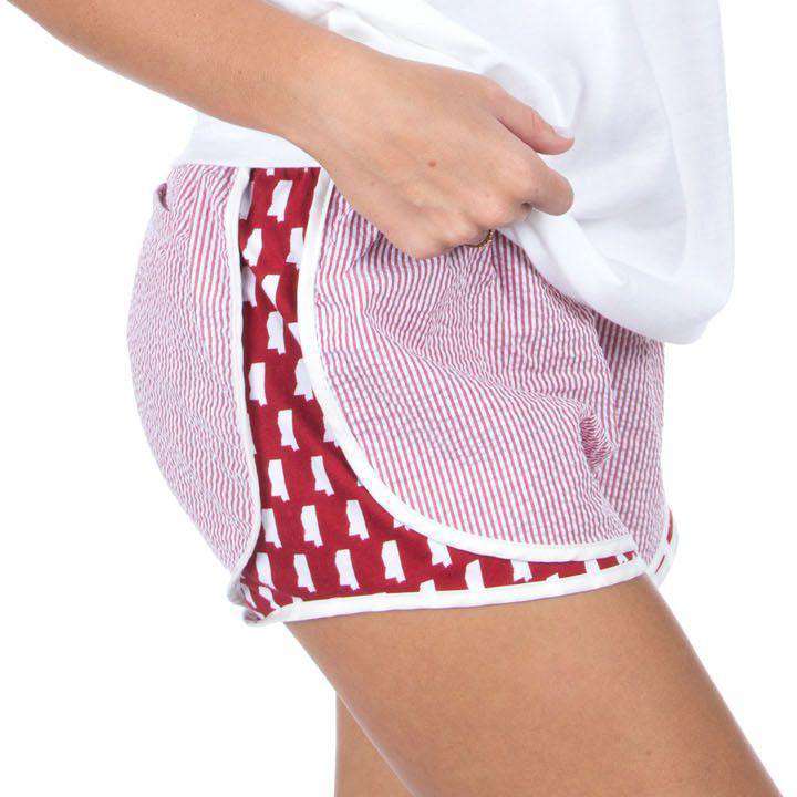 Mississippi Seersucker Shorties in Crimson by Lauren James - Country Club Prep