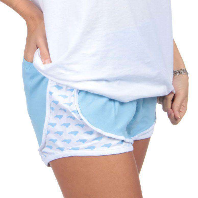 North Carolina Jersey Shorties in Light Blue by Lauren James - Country Club Prep